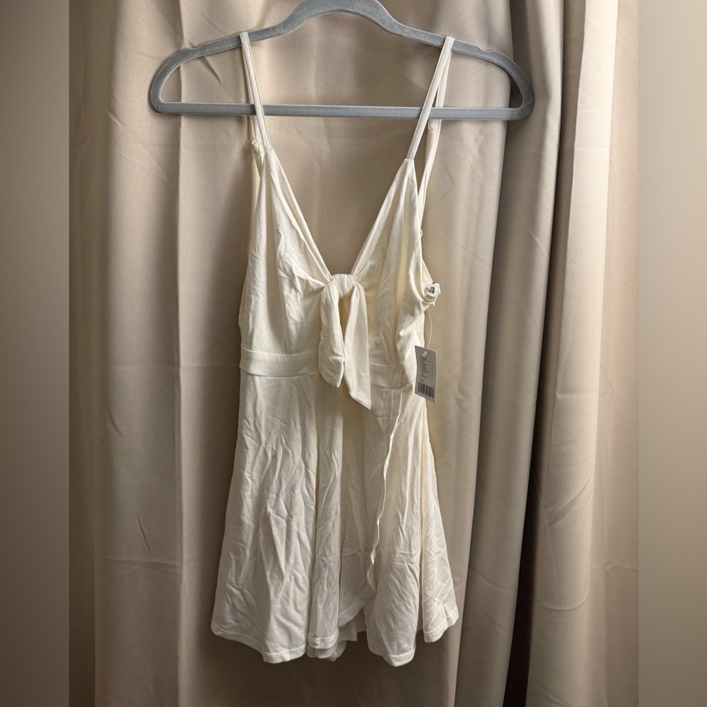 White Tie-Front Romper - Brand New
